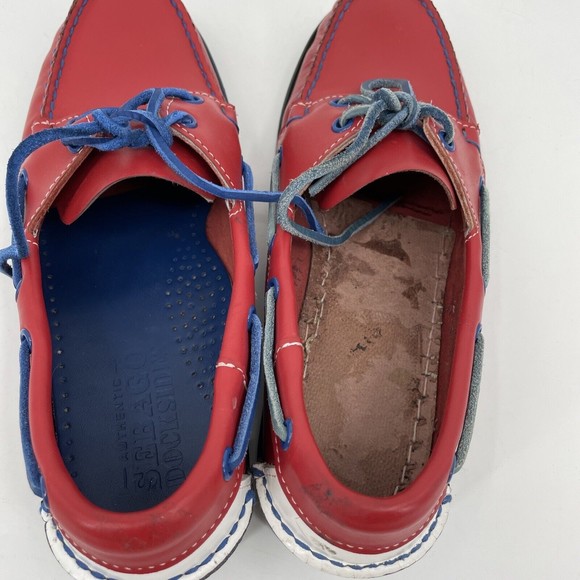 Sebago Docksides Spinnaker Colorblock Lace Up Boat Shoes Mens US Size 8.5 M Red - Picture 8 of 12